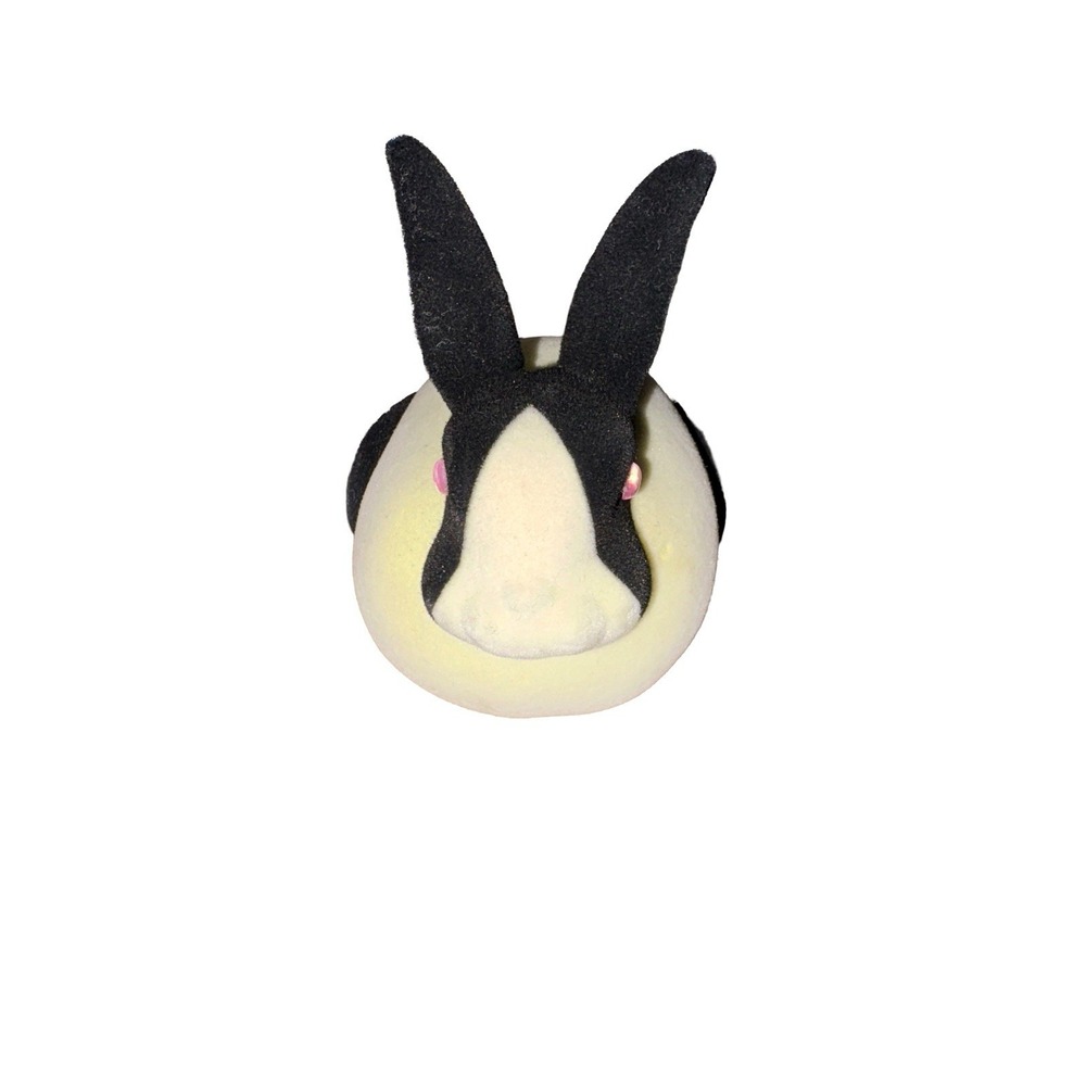 Vtg Dept 56 1990 Black White Tuxedo Bunny Bisque Ceramic fuzzy 3" tall - Picture 2 of 7